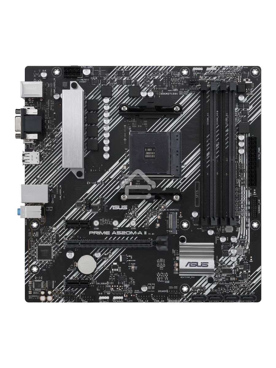 Материнская плата ASUS PRIME A520M-A II/CSM, AM4, AMD A520, 4xDDR4, 4xSATA, 1xM.2, 1xPCI-E 3.0 x16, 2xPCI-E x1, 1xDP, 1xHDMI, 1xVGA, 1x 1Gb LAN, 2xUSB-A 2.0, 4xUSB-A 3.0, 3x3.5 мм, 7.1, mATX