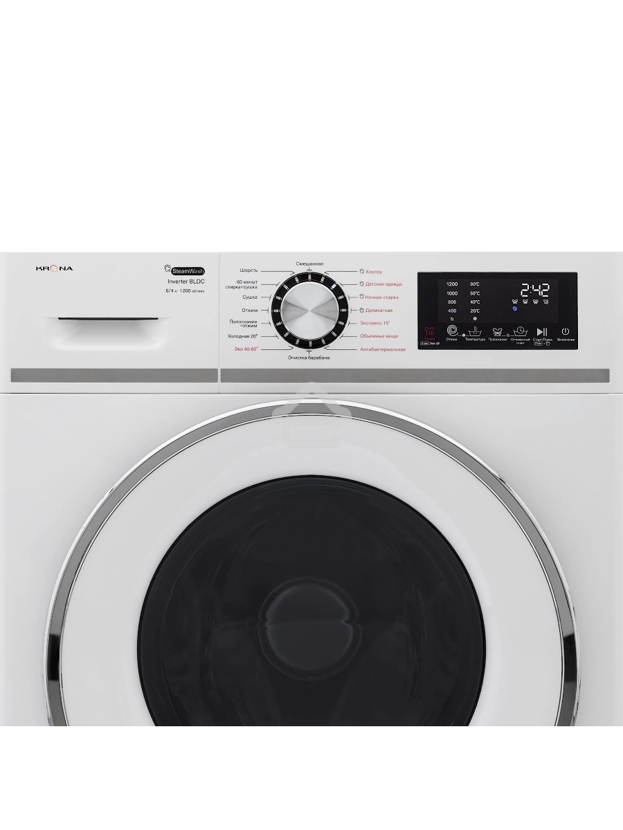 Стиральная машина KRONA ITTER OPTI белый 1200 8/4K WDM с сушкой, белый, загрузка фронтальная 8 кг, 4 кг - сушка, 1200 об/мин, класс: A+++
