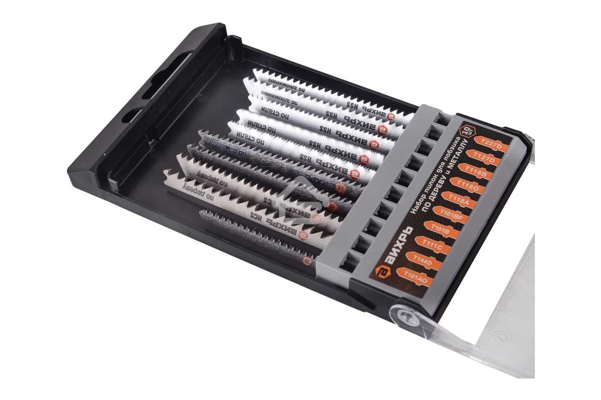 Набор пилок для лобзика по дереву и металлу 10шт Вихрь