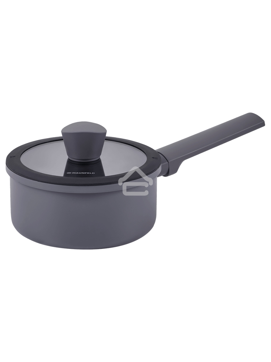Ковш Maunfeld ASTRID MF16ASTR1SP из кованого алюминия со стеклянной крышкой, 16 см, 1,5 л