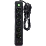 Сетевой удлинитель Amper JH-1033U-2B черный, 2 м, евро, 5 розеток, 2500 Вт, 3 USB