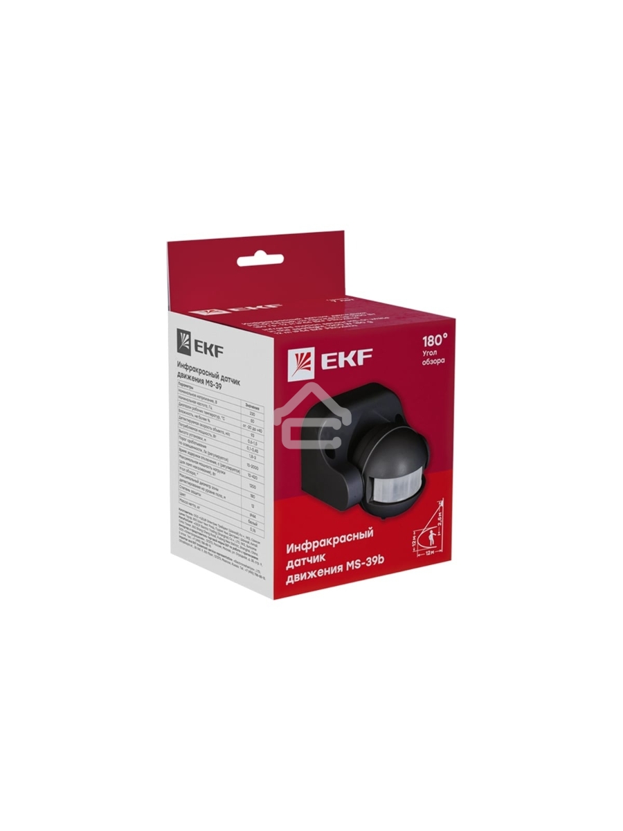 ИК датчик движения наст. EKF PROxima 1200Вт 180гр. до 12м IP44 MS-39b черный