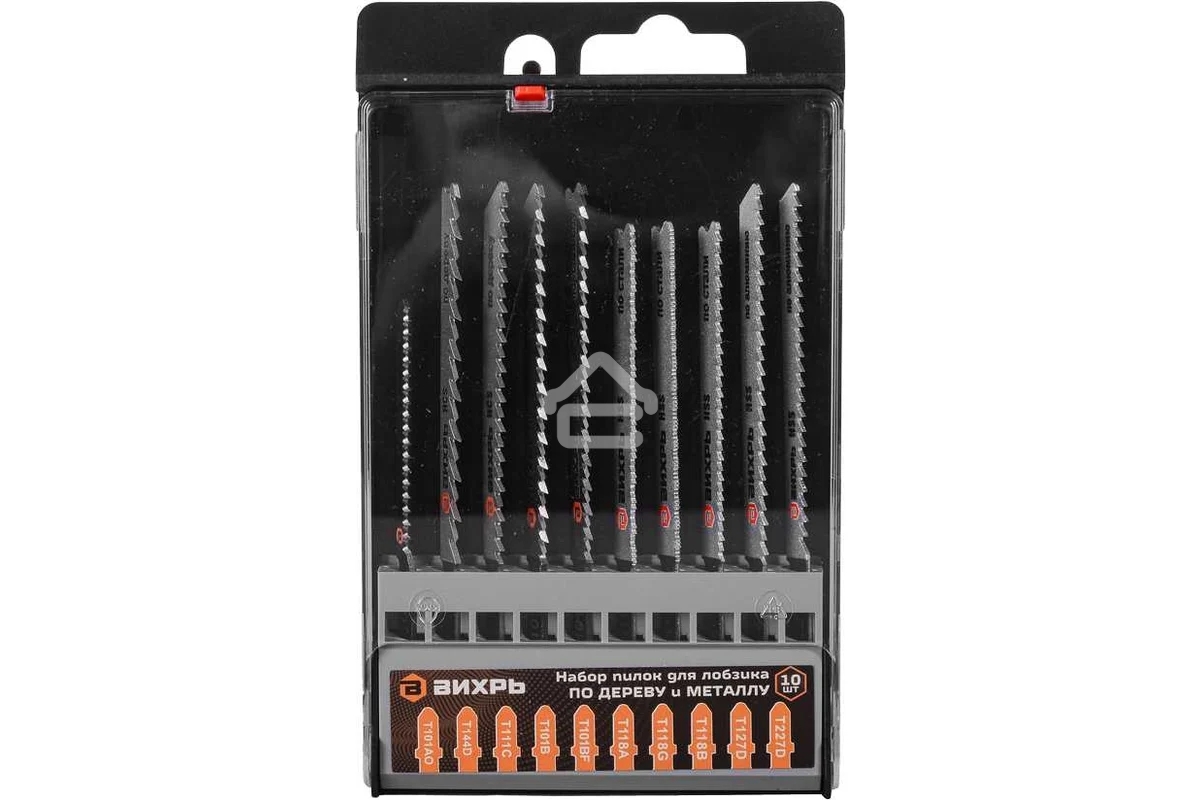 Набор пилок для лобзика по дереву и металлу 10шт Вихрь