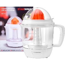 Соковыжималка цитрусовая Starwind SJ 1241 30Вт рез.сок.:1200мл. белый/прозрачный