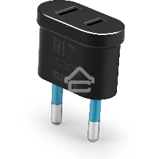 Адаптер-переходник Buro BU-PA02-B (1 розетка) черный (пакет ПЭ)