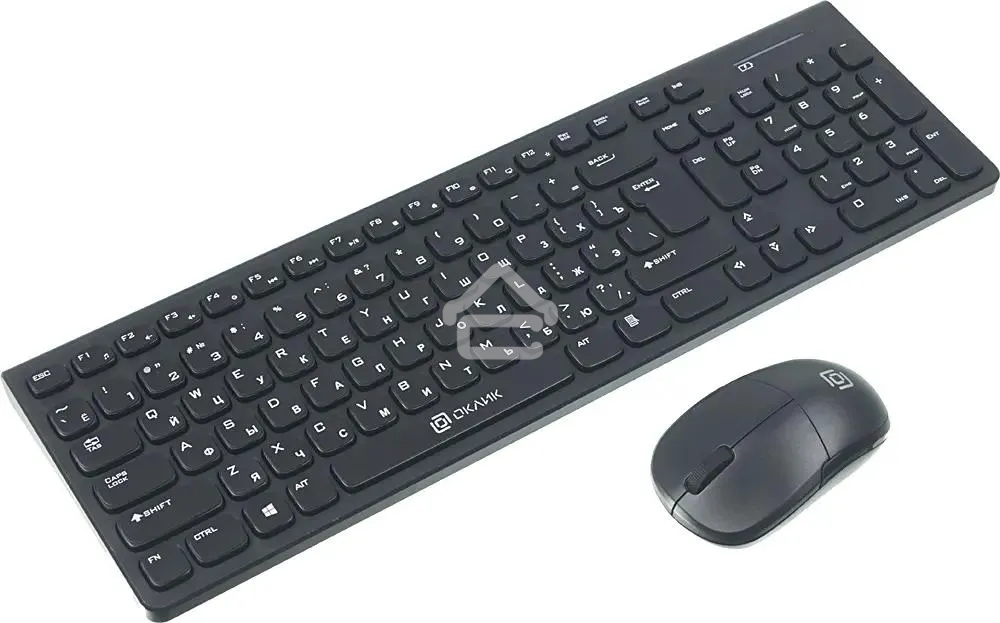 Комплект (клавиатура+мышь) OKLICK 220M, USB, беспроводной, черный