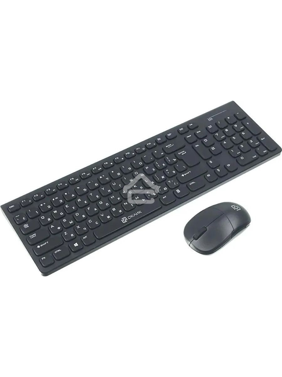 Комплект (клавиатура+мышь) OKLICK 220M, USB, беспроводной, черный