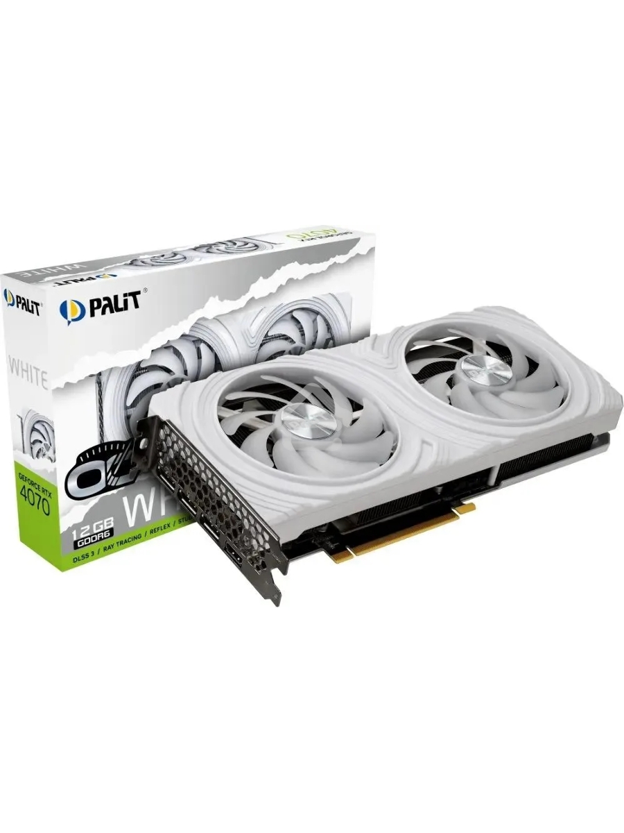 Видеокарта PALIT RTX4070 DUAL WHITE OC NVIDIA GeForce RTX 4070 12Gb PCI-E 4.0 192bit GDDR6 1920/20000 HDMIx1 DPx3 HDCP Ret