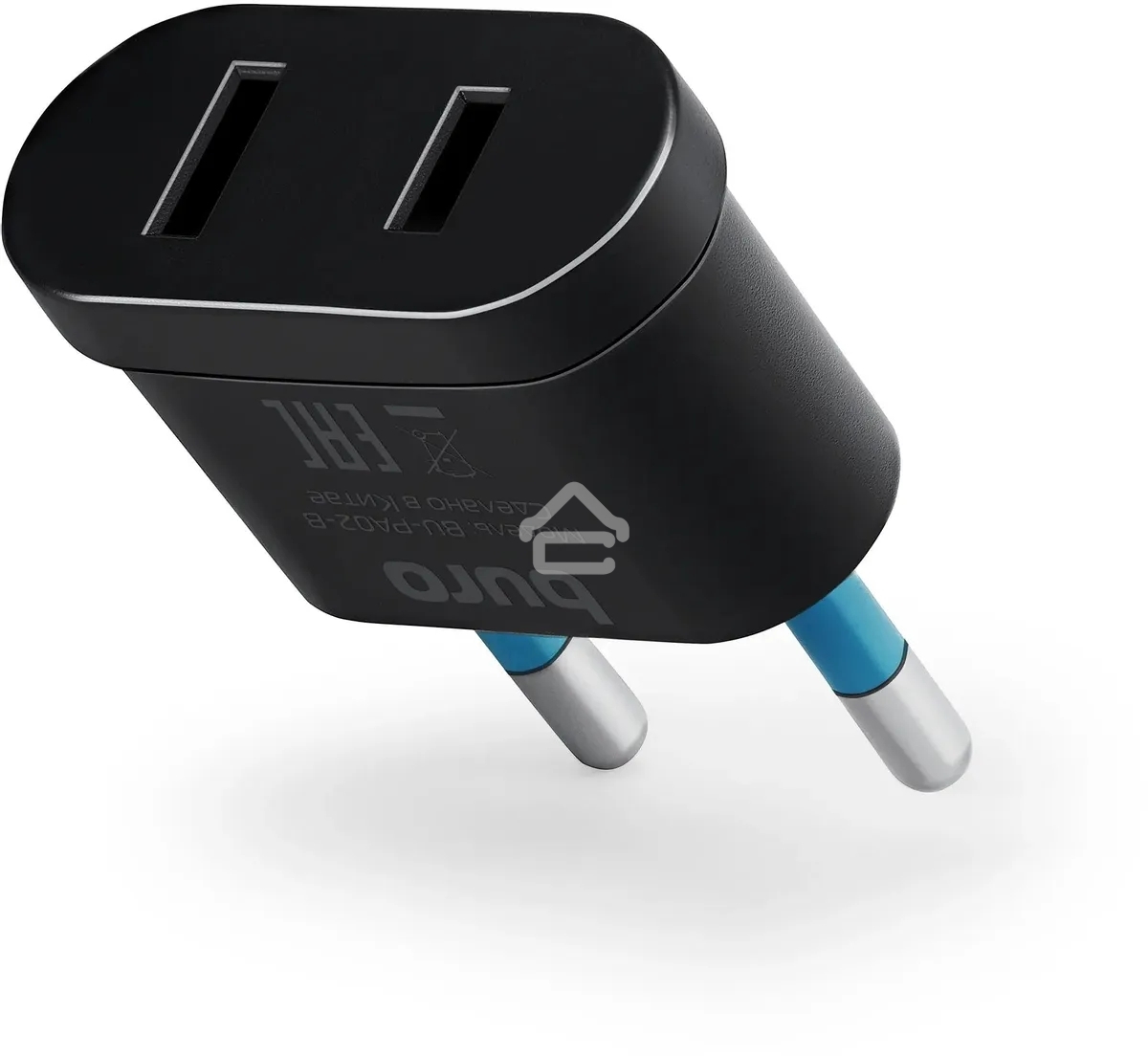 Адаптер-переходник Buro BU-PA02-B (1 розетка) черный (пакет ПЭ)