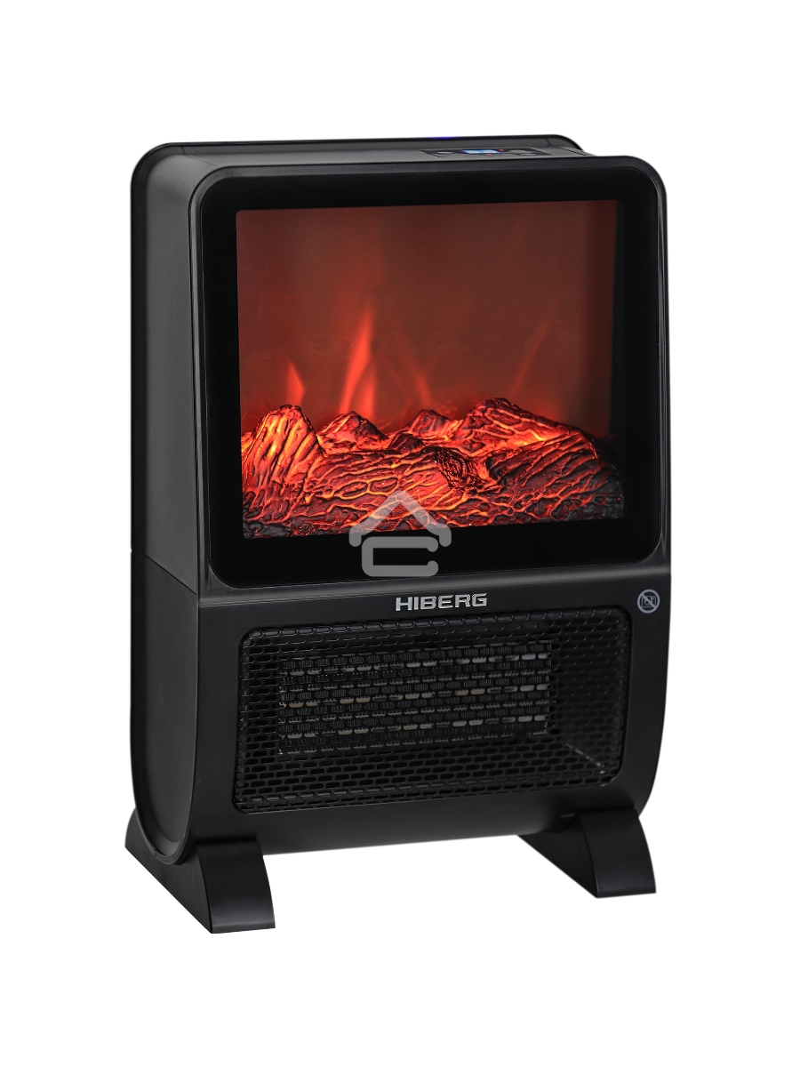 Тепловентилятор HIBERG TSF 3000 B, черный, 2000 Вт, 30 м2, с 3D - камином