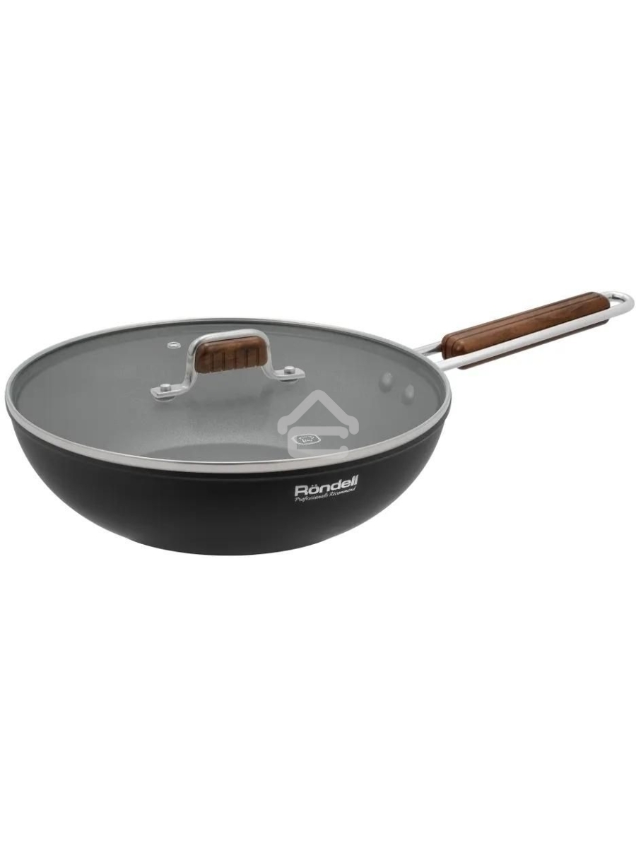 Сковорода ВОК Rondell Fjord RDA-1800, 28см, с крышкой, черный