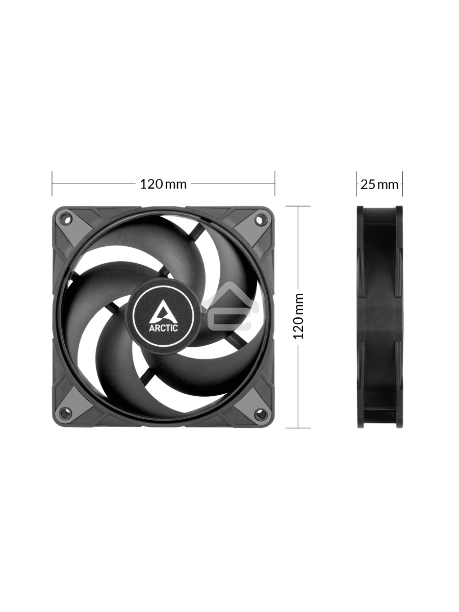 Вентилятор для корпуса Arctic P12 Max черный, 120 мм, 3300 об/мин, 25.3 дБ, 4 pin