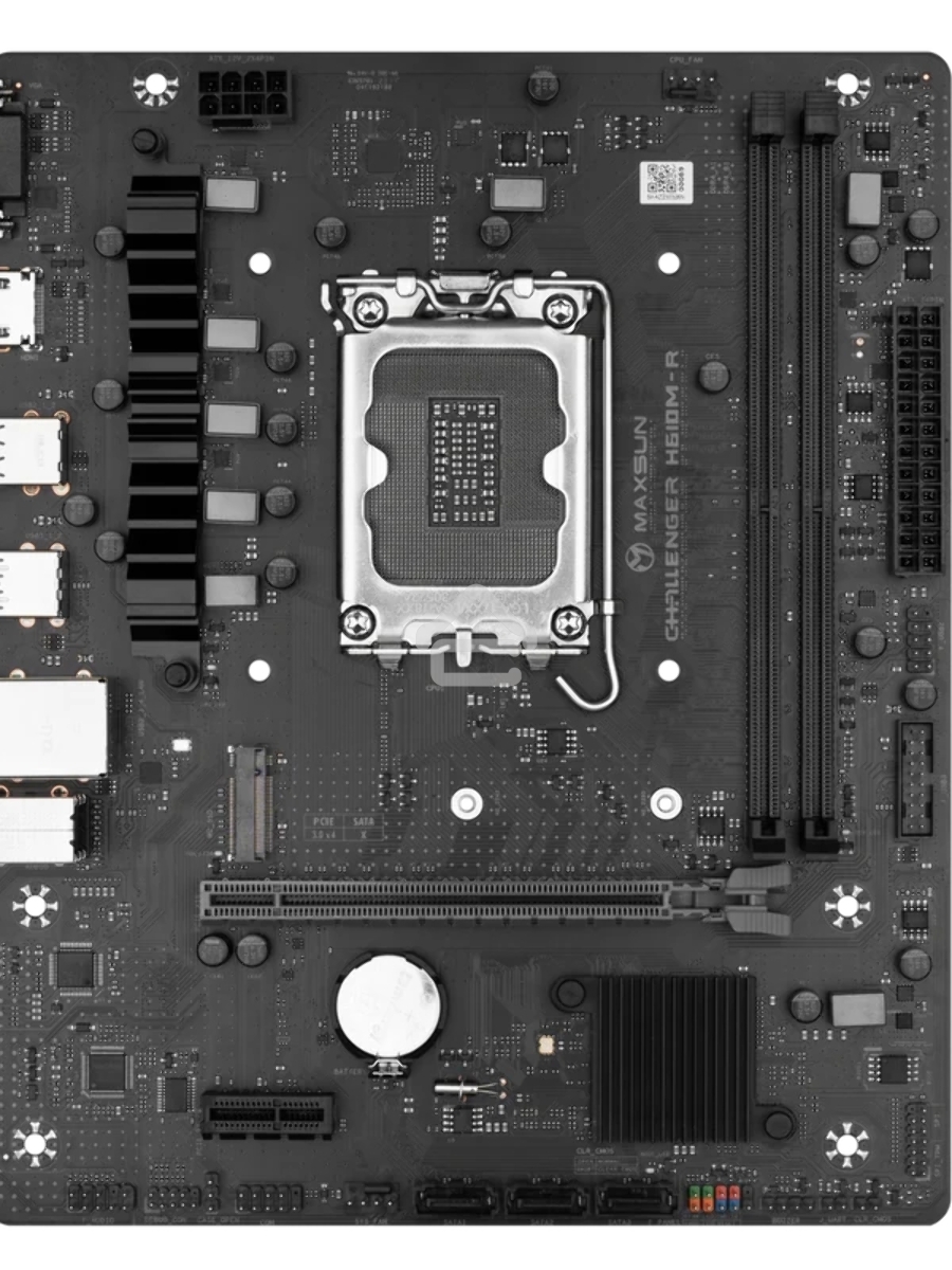 Материнская плата Maxsun Challenger H610M-R, LGA 1700, Intel H610, 2xDDR4, 3xSATA, 1xM.2, 1xPCIe 4.0 x16, 1xPCIe x1, 1xHDMI, 1xVGA, 1x 1Gb LAN, 2xUSB 3.2 Gen 1, 4xUSB 2.0, 3x3.5 мм, 5.1, mATX