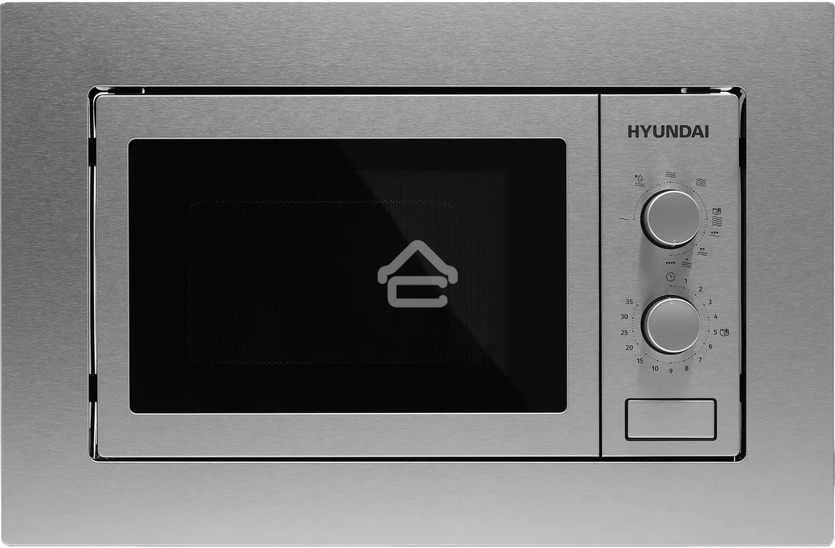 Микроволновая печь встраиваемая Hyundai HBW 2030 IX нержавеющая сталь, 20 л, 800 Вт, переключатели - поворотный механизм