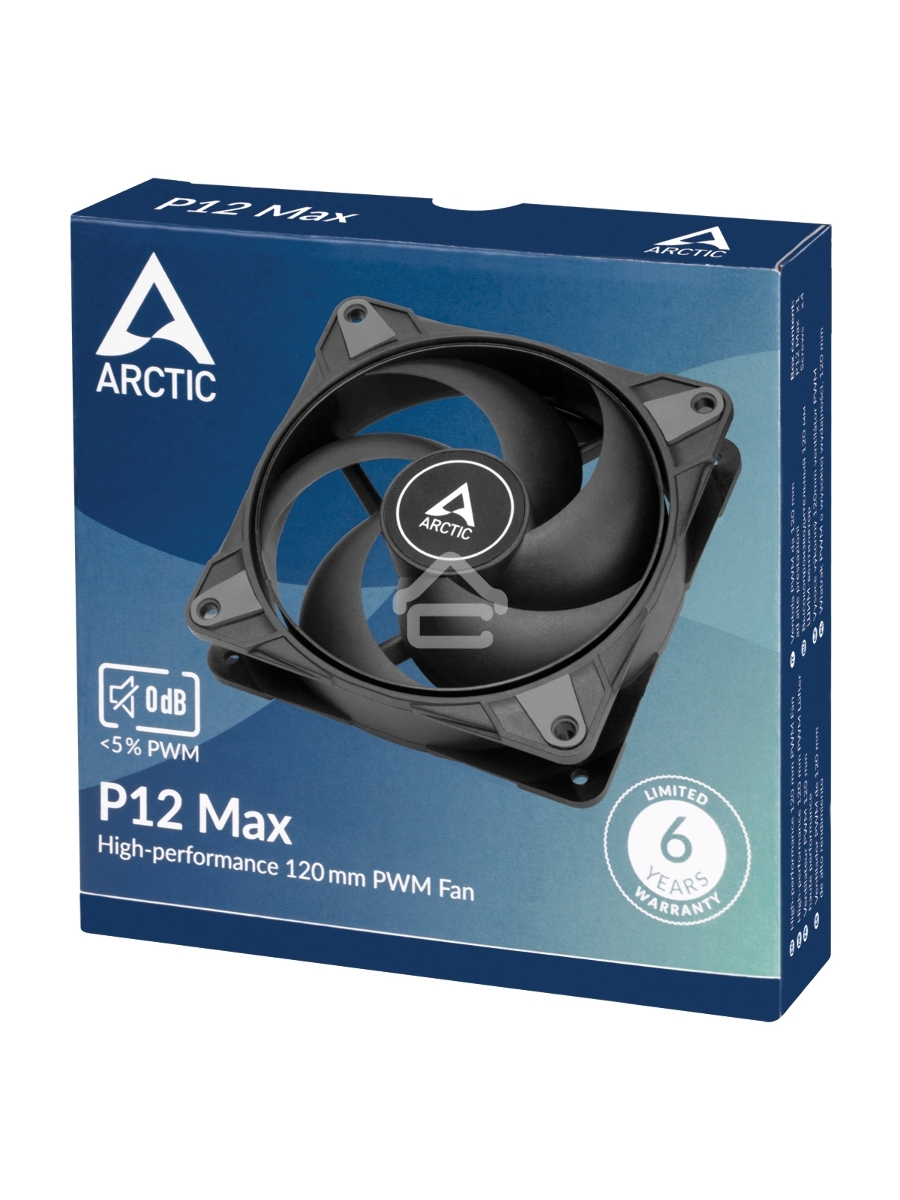 Вентилятор для корпуса Arctic P12 Max черный, 120 мм, 3300 об/мин, 25.3 дБ, 4 pin