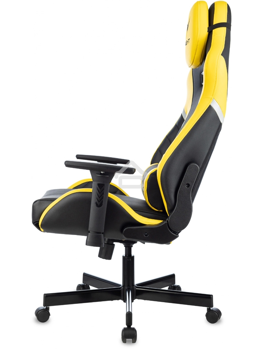 Кресло игровое Knight Thunder 5X черный/желтый эко.кожа крестов. металл