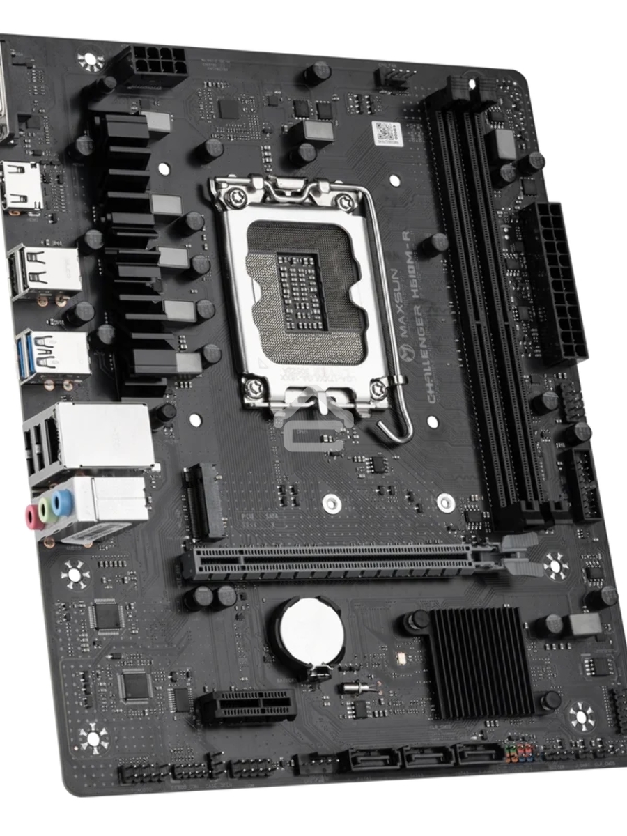 Материнская плата Maxsun Challenger H610M-R, LGA 1700, Intel H610, 2xDDR4, 3xSATA, 1xM.2, 1xPCIe 4.0 x16, 1xPCIe x1, 1xHDMI, 1xVGA, 1x 1Gb LAN, 2xUSB 3.2 Gen 1, 4xUSB 2.0, 3x3.5 мм, 5.1, mATX