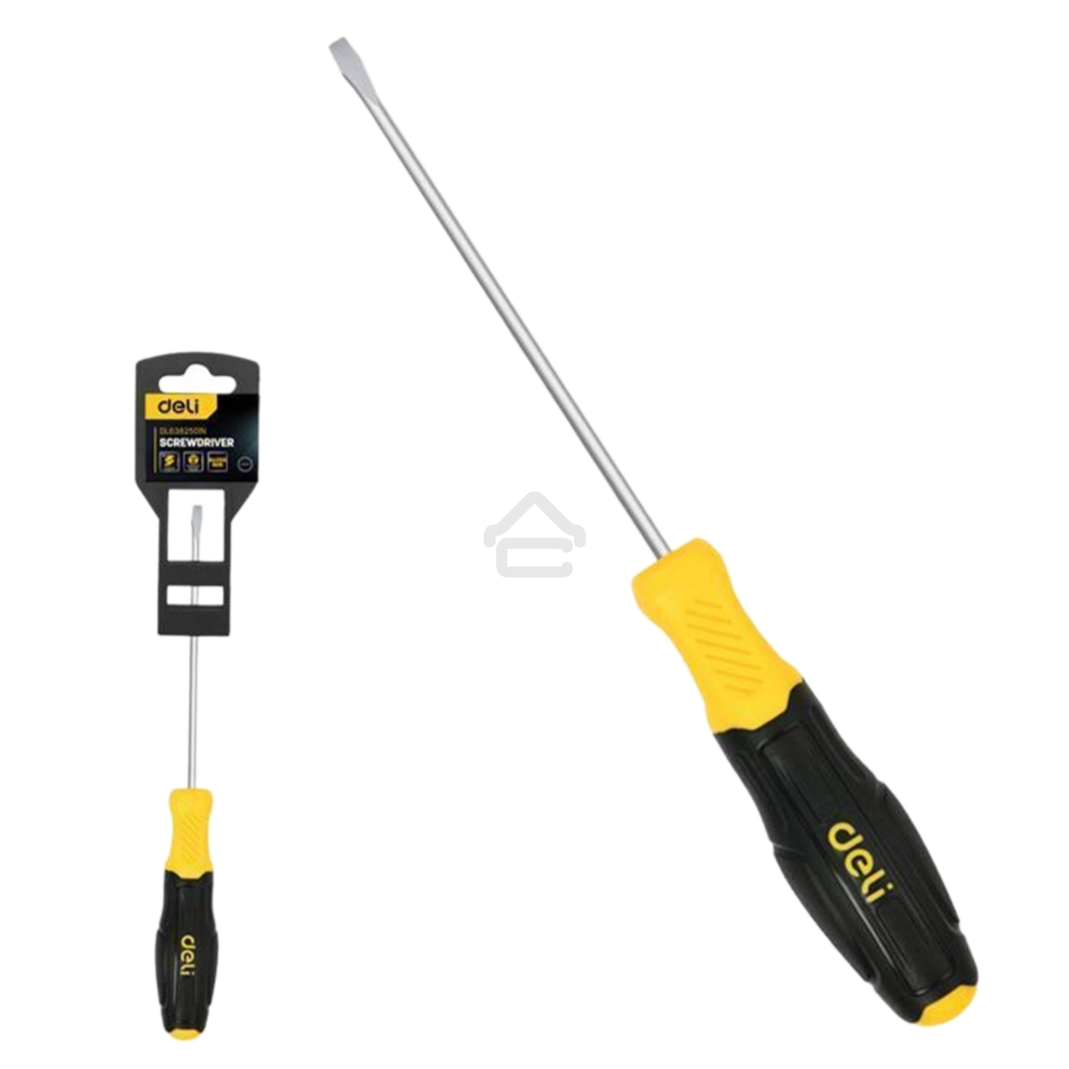 Шлицевая отвертка Deli DL6382501N 8х250мм сталь Cr-V, двухкомпонентная прорезиненная рукоять