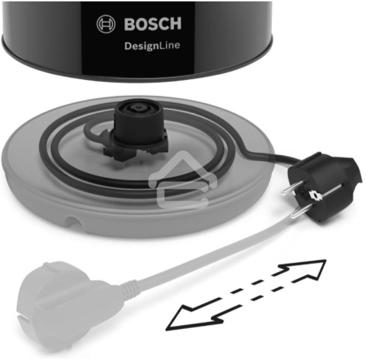 Чайник электрический Bosch TWK3P423 1.7 л, 2400 Вт, черный (корпус: нержавеющая сталь)