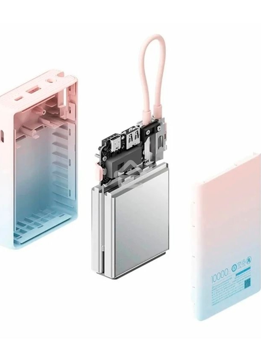 Внешний аккумулятор ZMI 10000mAh Powerbank with build-in Charging Cable color P17 розовый