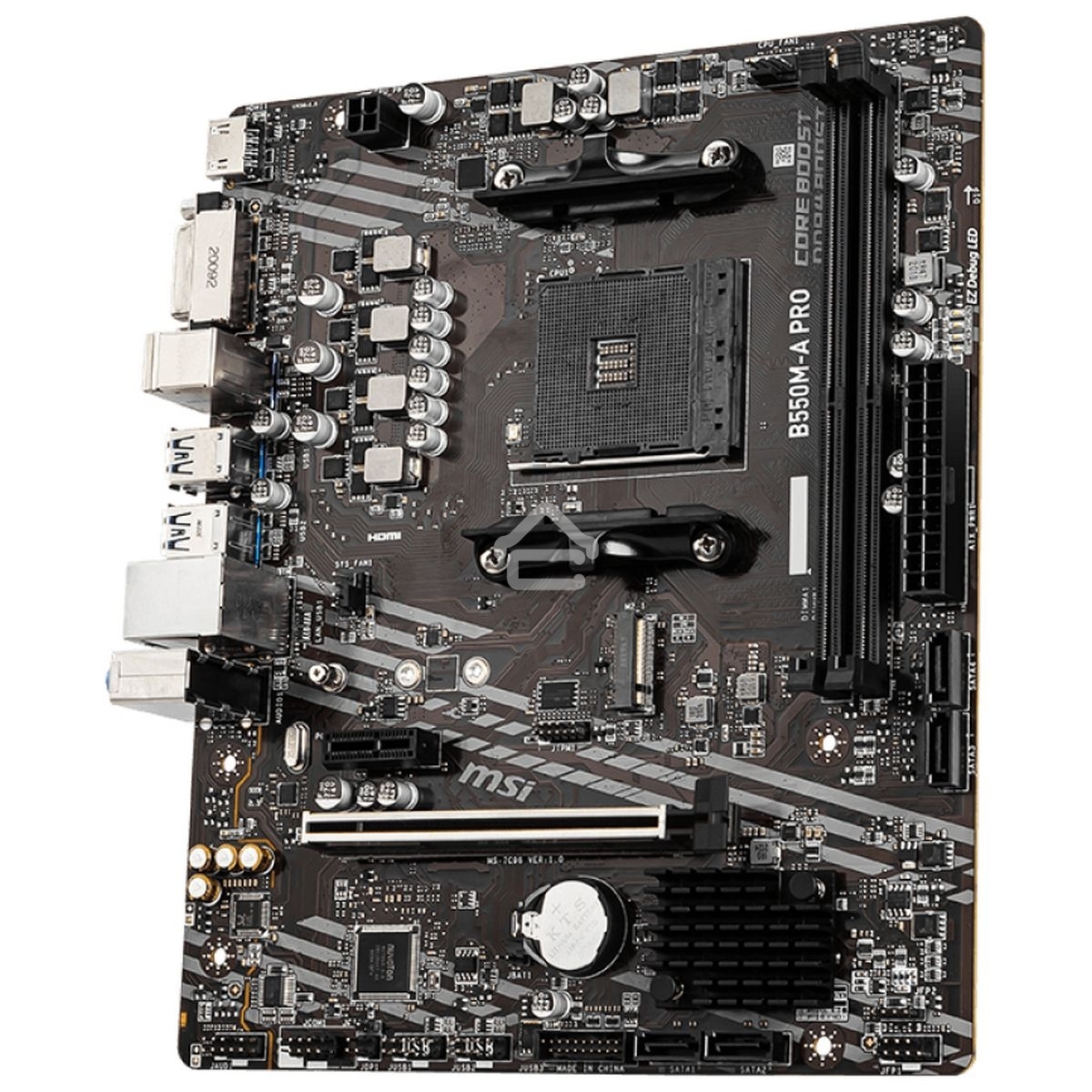 Материнская плата MSI B550M-A PRO, AM4, AMD B550, 2xDDR4, 4xSATA, 1xM.2, 1xPCIe 4.0 x16, 1xPCIe x1, 1xDVI-D, 1xHDMI, 1x 1Gb LAN, 2xUSB 2.0, 4xUSB 3.2 Gen 1, 3x3.5 мм, 7.1, mATX