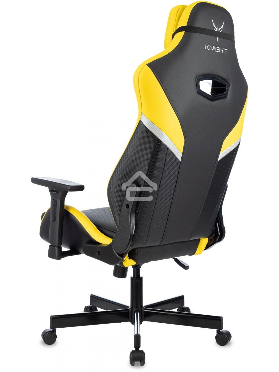 Кресло игровое Knight Thunder 5X черный/желтый эко.кожа крестов. металл
