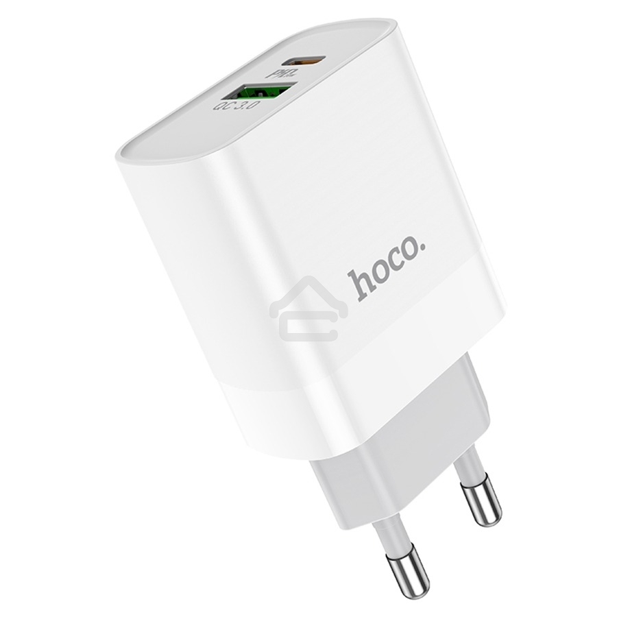 Сетевое зарядное устройство HOCO C80A Rapido 1xUSB + 1xUSB-C, 3.1A, 20W, белый