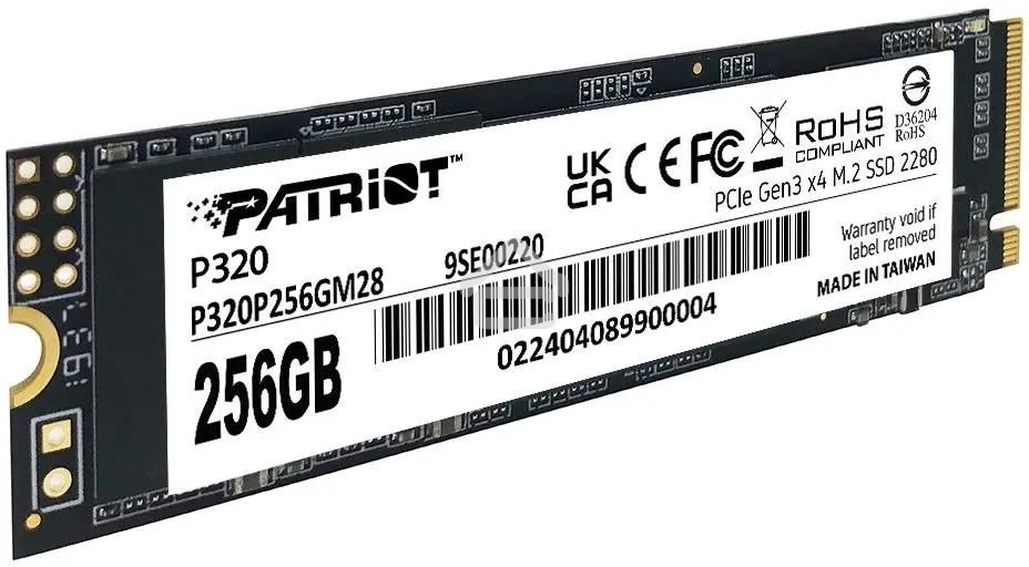 Накопитель SSD Patriot P320, 256GB, PCIe 3.0 x4, M.2 2280, NVMe, R/W 2200/1200