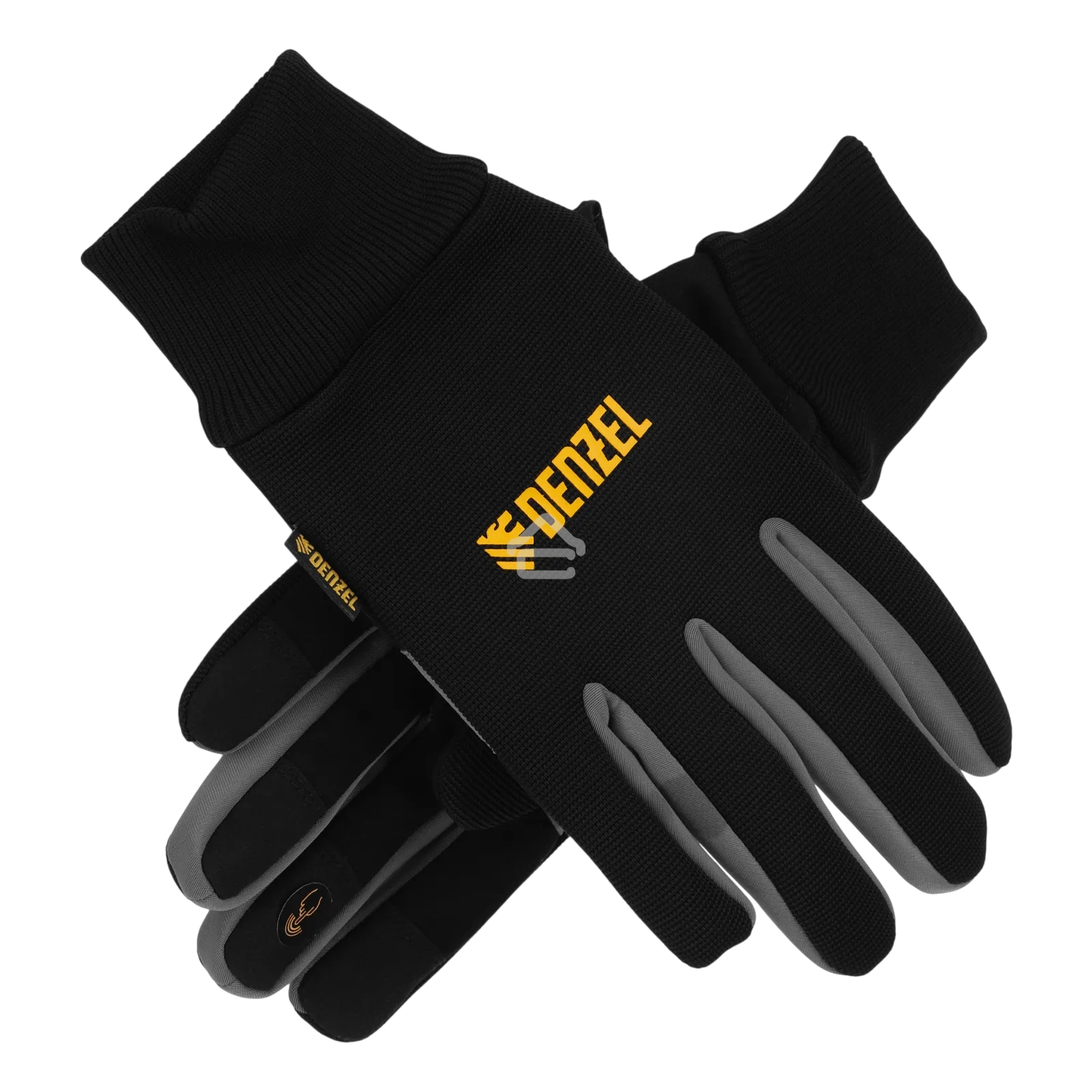 Перчатки универсальные Denzel 68093 двойные, работа с сенсорным экраном, вязаная манжета, размер 9