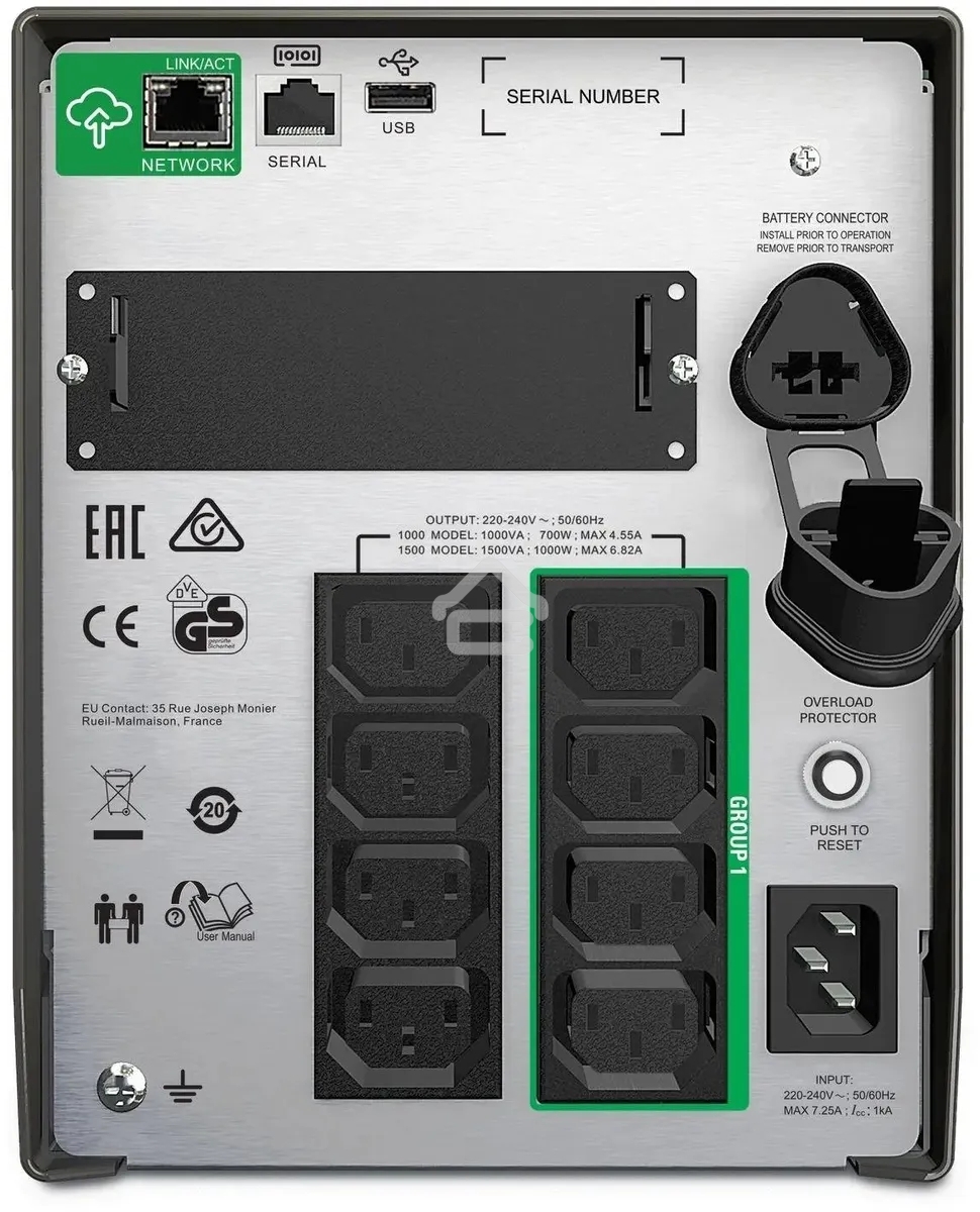 Источник бесперебойного питания APC Smart-UPS SMT1500IC 1000Вт 1500ВА черный