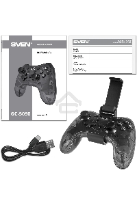 Геймпад Sven GC-5050 черный Bluetooth Беспроводной виброотдача обратная связь (в компл.:держатель для смартфона/кабель USB) (SV-016029)