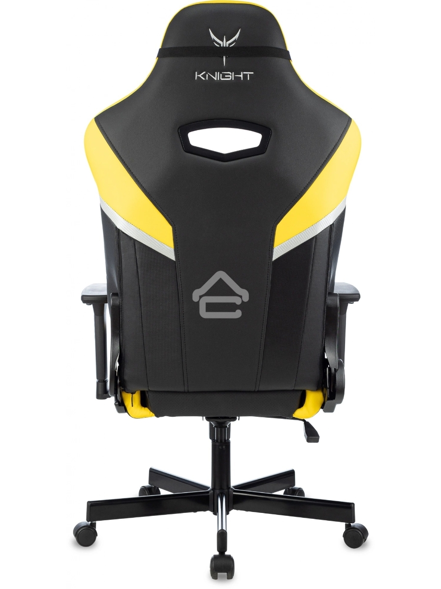 Кресло игровое Knight Thunder 5X черный/желтый эко.кожа крестов. металл