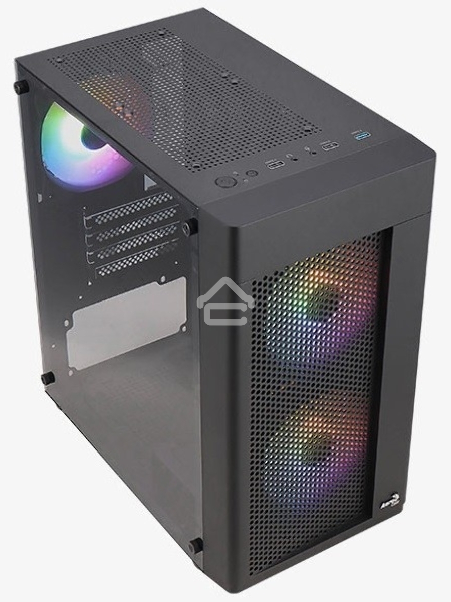 Корпус MiniTower Aerocool / Formula HEXFORM-G-BK-v2 (mATX, стекло, сетка, USB3.0x1, USB2.0x2, 3x120mm FRGB fans) (4711099471799)