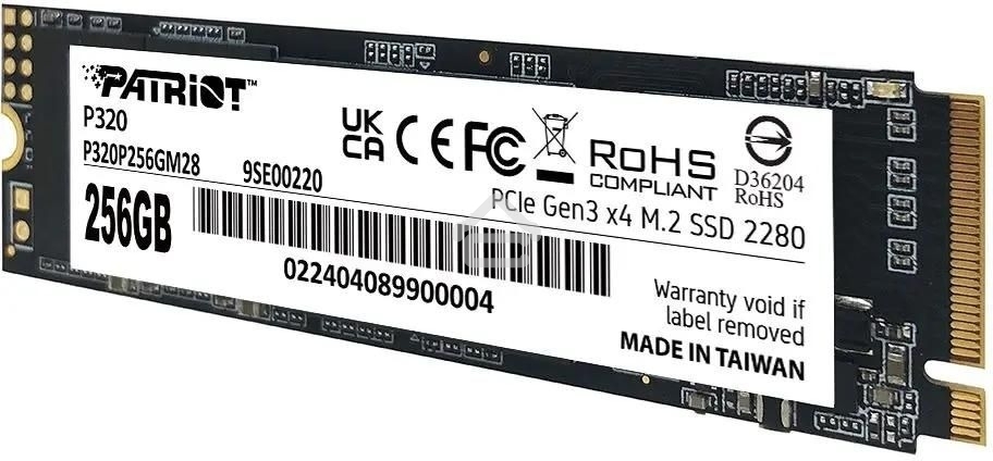 Накопитель SSD Patriot P320, 256GB, PCIe 3.0 x4, M.2 2280, NVMe, R/W 2200/1200