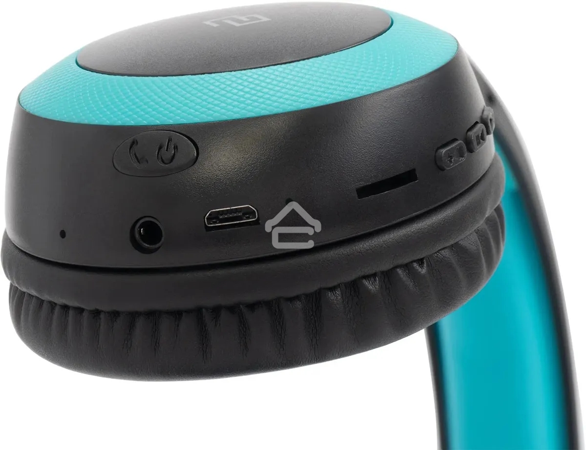 Гарнитура накладные Digma BT-15 черный/голубой беспроводные bluetooth оголовье