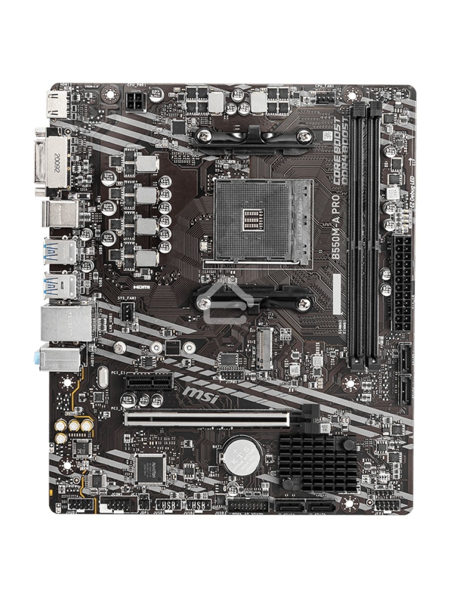 Материнская плата MSI B550M-A PRO, AM4, AMD B550, 2xDDR4, 4xSATA, 1xM.2, 1xPCIe 4.0 x16, 1xPCIe x1, 1xDVI-D, 1xHDMI, 1x 1Gb LAN, 2xUSB 2.0, 4xUSB 3.2 Gen 1, 3x3.5 мм, 7.1, mATX