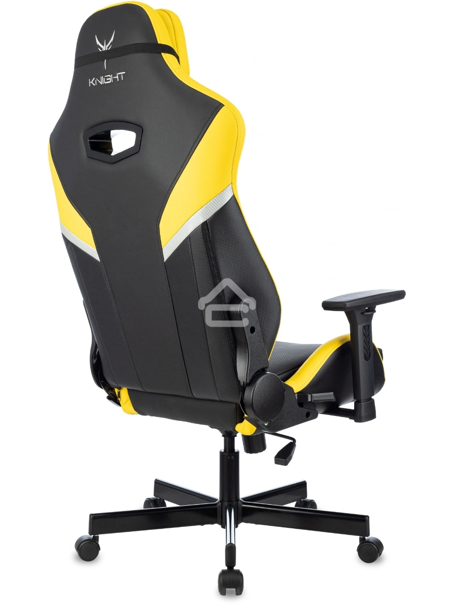 Кресло игровое Knight Thunder 5X черный/желтый эко.кожа крестов. металл