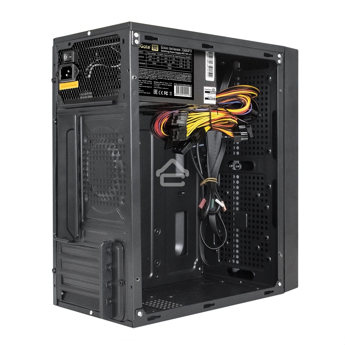Компьютерный корпус Minitower ExeGate mEVO-9301 Black-RGB light, ATX, <500NPX>, 2*USB+1*USB3.0, HD Audio