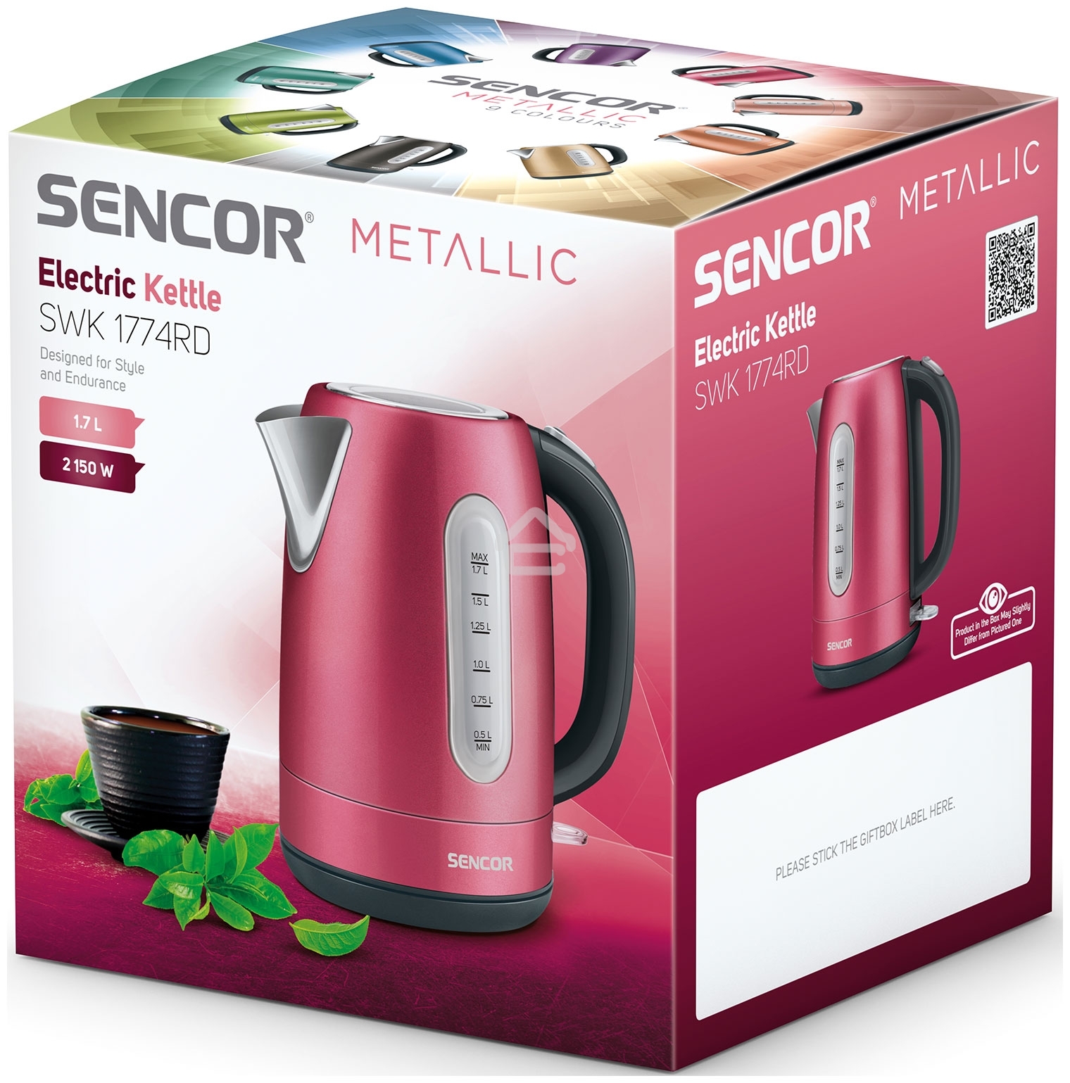 Чайник электрический Sencor SWK 1774RD 1,7 л, 2150 Вт, красный