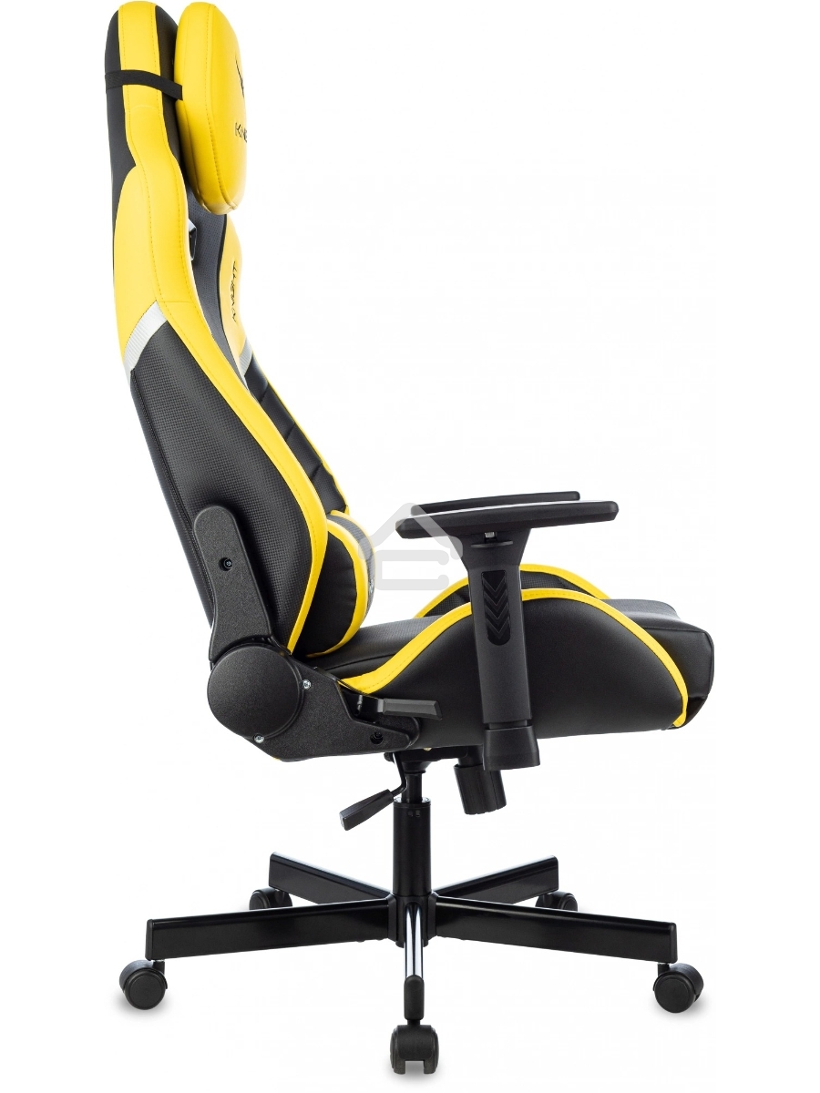 Кресло игровое Knight Thunder 5X черный/желтый эко.кожа крестов. металл