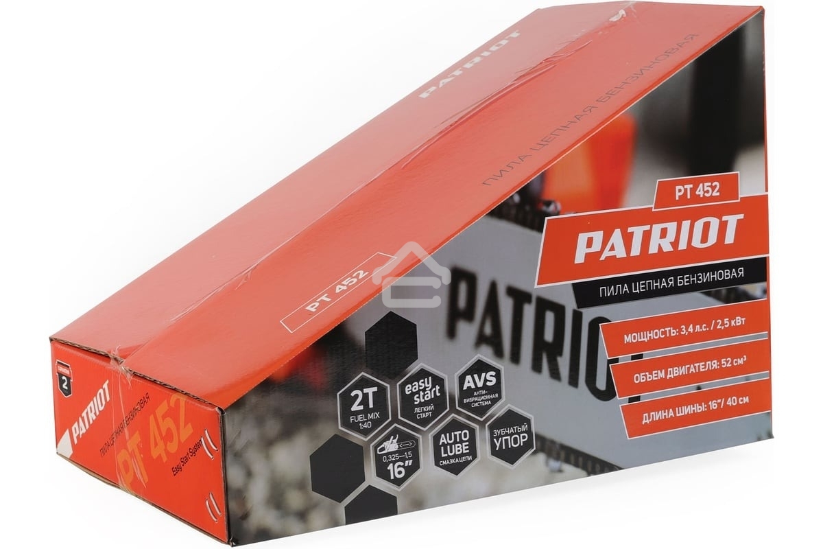 Пила цепная бензиновая Patriot PT 452, 3,4л.с., шина 16
