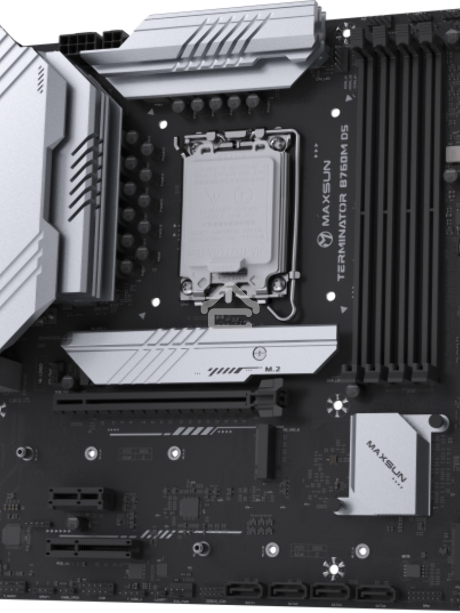 Материнская плата Maxsun Terminator B760M D5 WIFI, LGA 1700, Intel B760, 4xDDR5, 4xSATA, 3xM.2, 1xPCIe 5.0 x16, 1xPCIe x4, 1xPCIe x1, 1xHDMI, 1xDP, 1x 2.5Gb LAN, 6xUSB 2.0, 2xUSB 3.2 Gen 2, 3x3.5 мм, 5.1, mATX