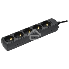 Сетевой удлинитель IEK У05 3м, 5 розеток, черный