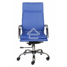 Кресло руководителя Бюрократ CH-993/blue синий, искусственная кожа, крестовина хромированная