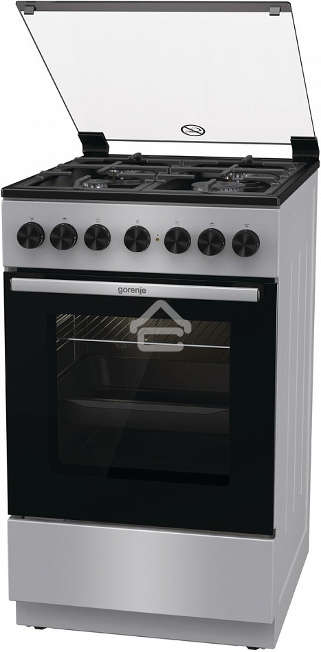 Плита комбинированная Gorenje GK5B44SF серебристый, конфорок 4 газовых, духовка 70 л, 50 см x 85 см x 59.4 см