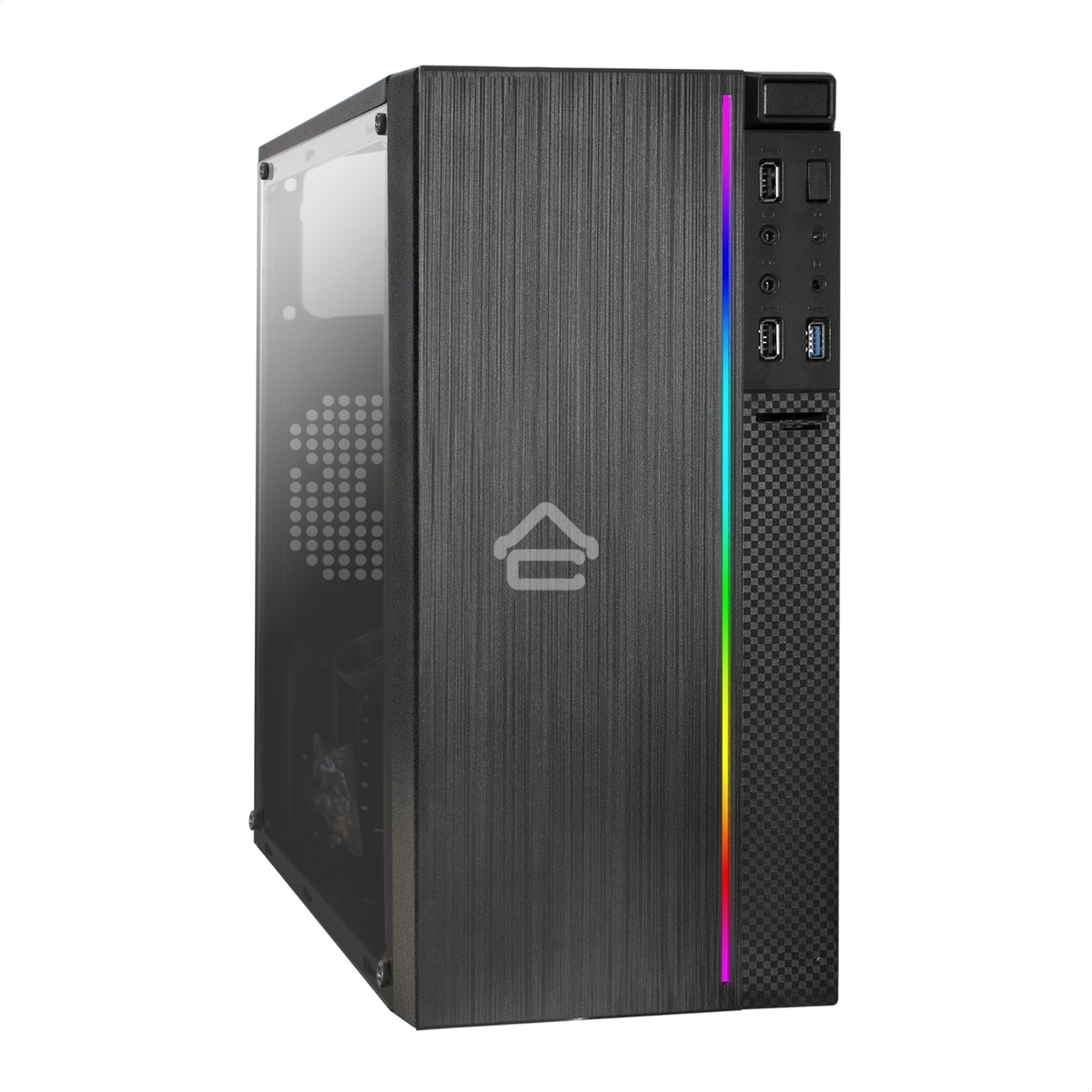 Компьютерный корпус Minitower ExeGate mEVO-9301 Black-RGB light, ATX, <500NPX>, 2*USB+1*USB3.0, HD Audio