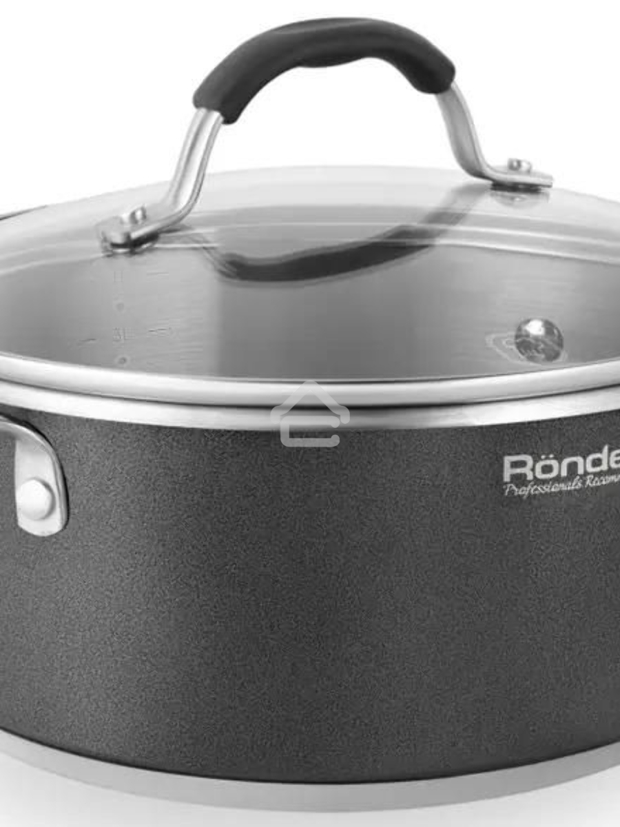 Кастрюля Rondell Stern RDS-019, 4.7л, 24см, с крышкой, серый