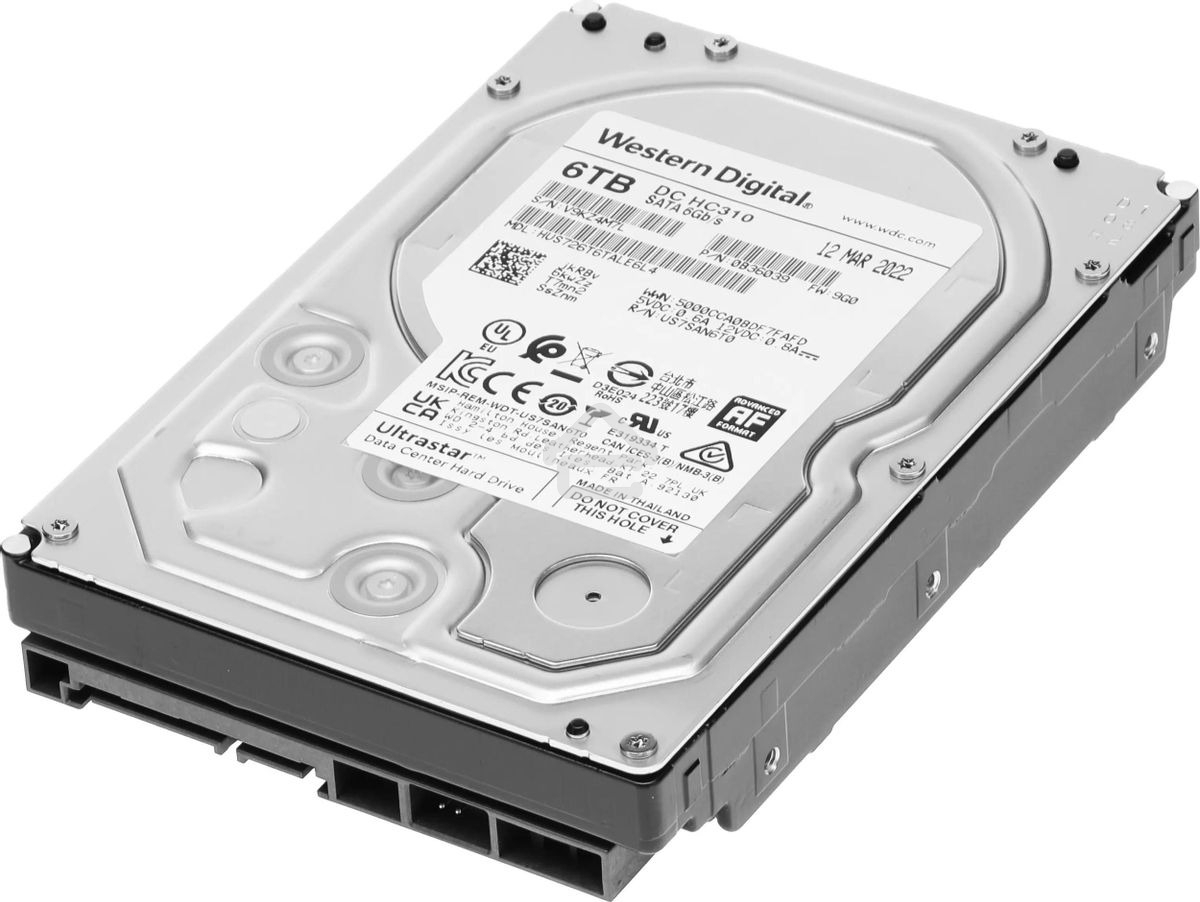 Жесткий диск Western Digital 6Tb 7200rpm HGST SATA-III 0B36039 HUS726T6TALE6L4 Ultrastar 7K6 256Mb 3.5