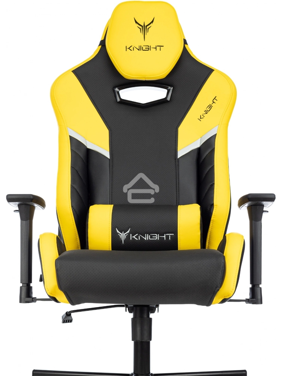 Кресло игровое Knight Thunder 5X черный/желтый эко.кожа крестов. металл