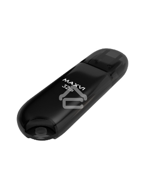 Флеш диск Maxvi P1 32GB USB 2.0 black, монолит с колпачком, ABS пластик